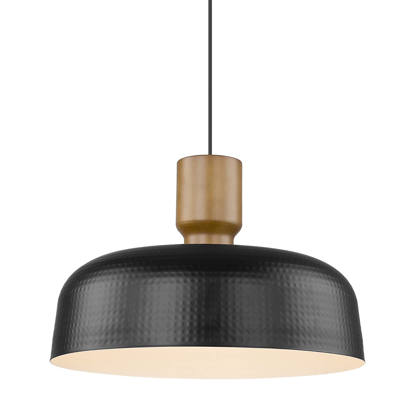 Darkaway Large Industrial Pendant Light Fixtures 18.1inch Ceiling Hanging Lamp with Hammered Metal Shade, Black Oversized Pendan