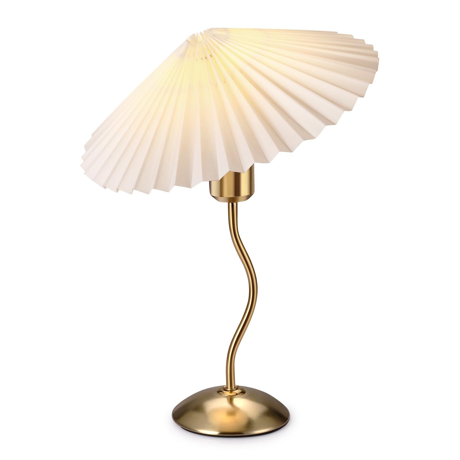 Small Pleated Table Lamp, Bedside Table Lamp for Bedroom, Night Stand Light Lamp with Fabric Shade, Morden Mini Lamp, Decor Desk
