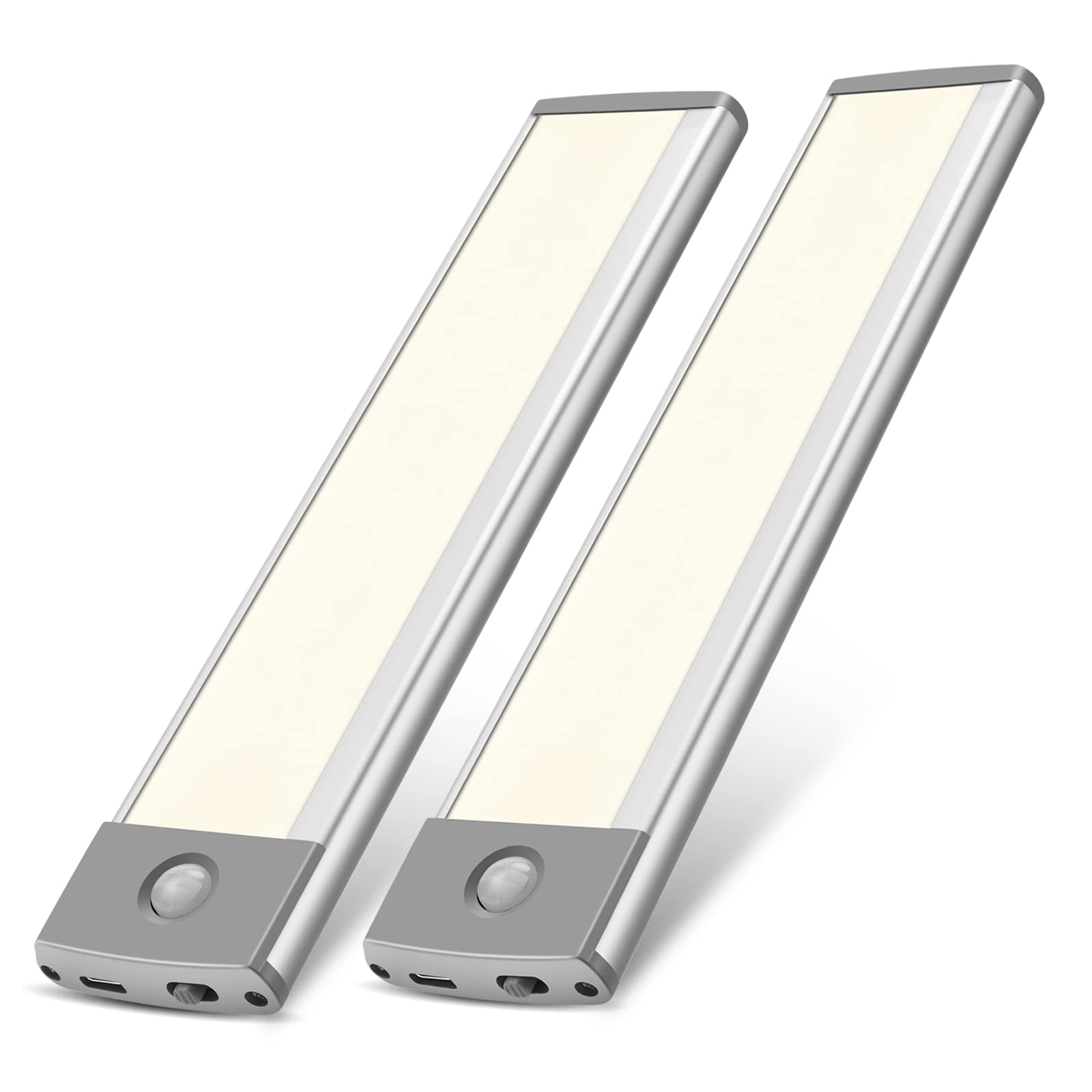 RXWLKJ 30-LED Under Cabinet Lights,USB Rechargeable Kitchen Night Light,Battery Operated Counter Closet Lighting,Wireless Motion