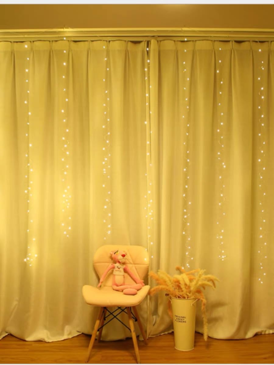 Generic 100 Led Warm White Curtain Light For Party/Wedding/Festival/Christmas,Window Blinking String Light For Bedroom/Living Ro
