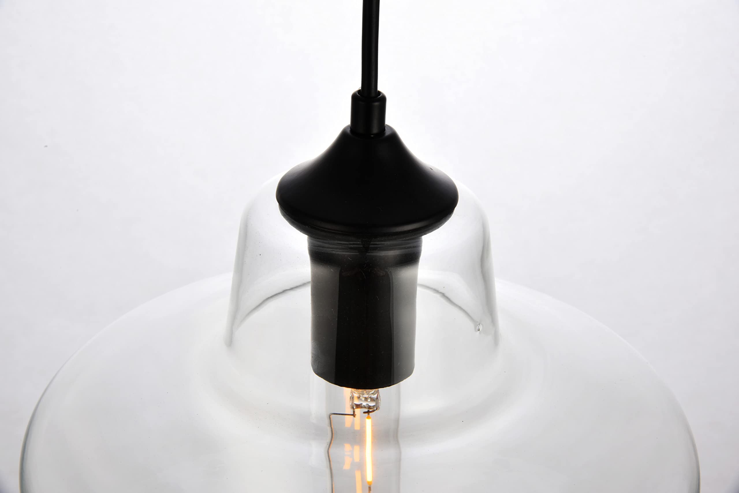 Elegant Lighting Living District Placido Collection Pendant D9.8 H9.3 Lt:1 Black and Clear Finish