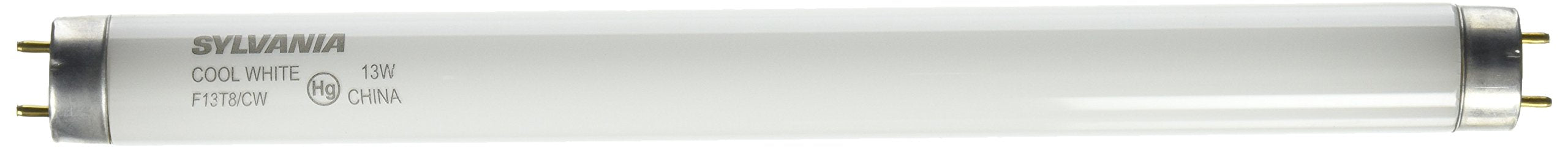 SYLVANIA F13T8/CW T8 Fluorescent Tube Light Bulb - 1 Count, Glass