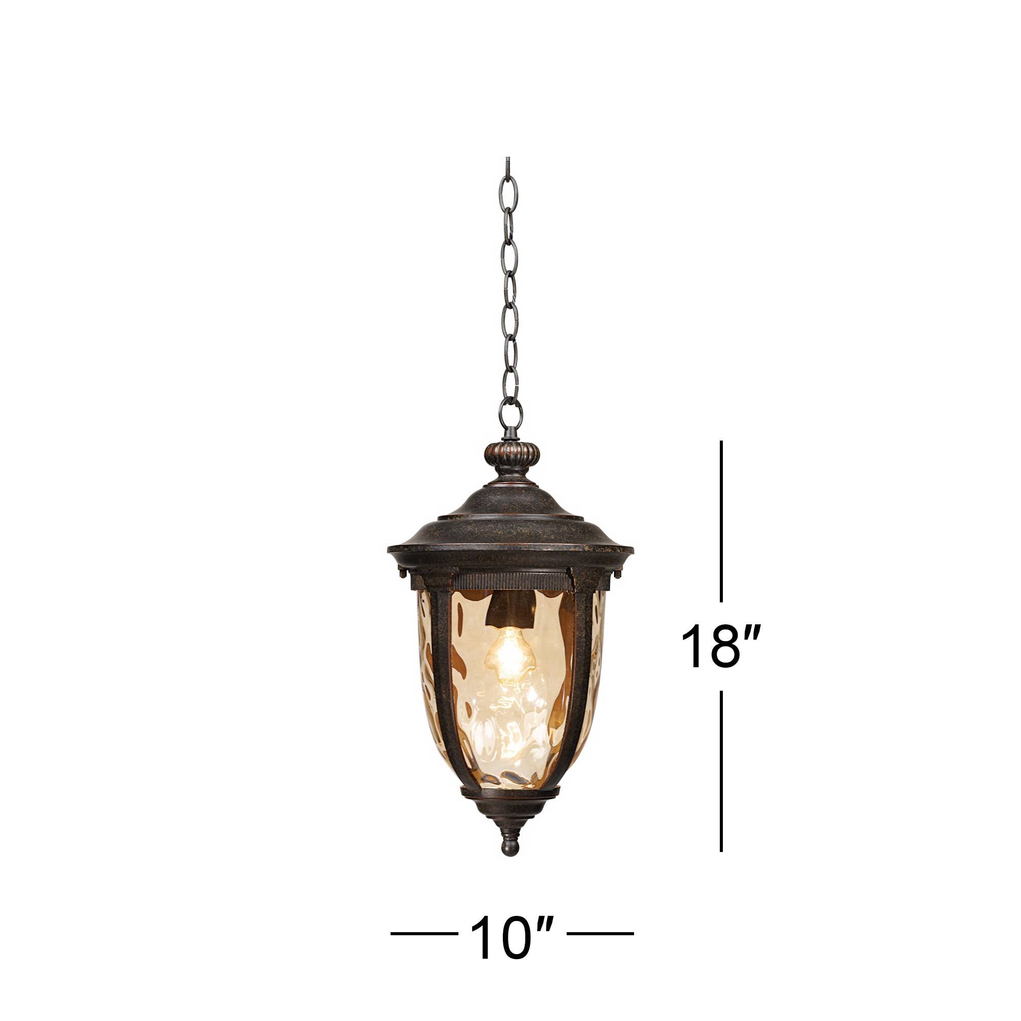 John Timberland Outdoor Ceiling Light, 18 Inch, Bronze, Damp Rated, Model 40379, Champagne Hammered Glass for Porch, Patio, Garden