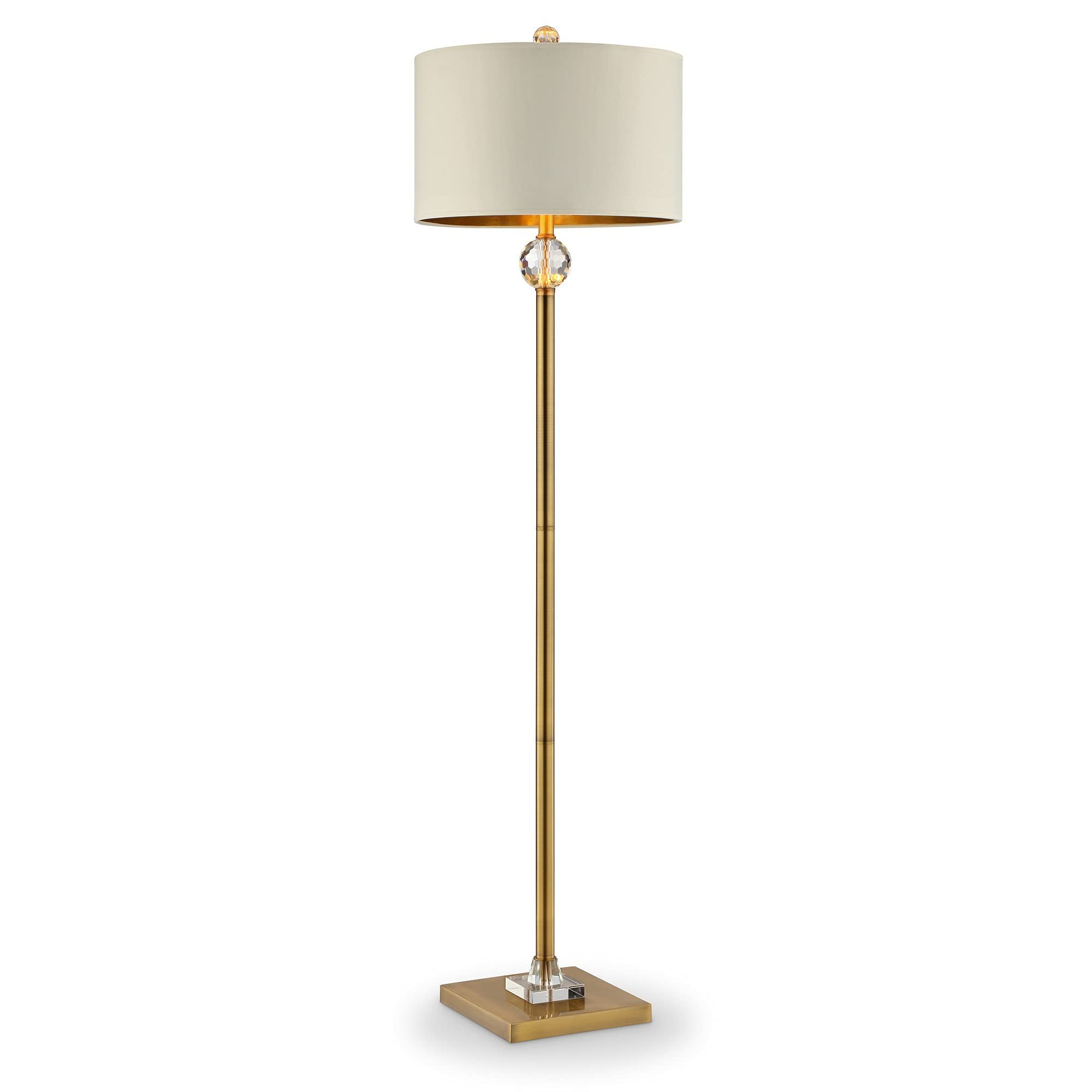 Benjara Floor Lamp With Crystal Orb And Metal Stalk Support, Gold