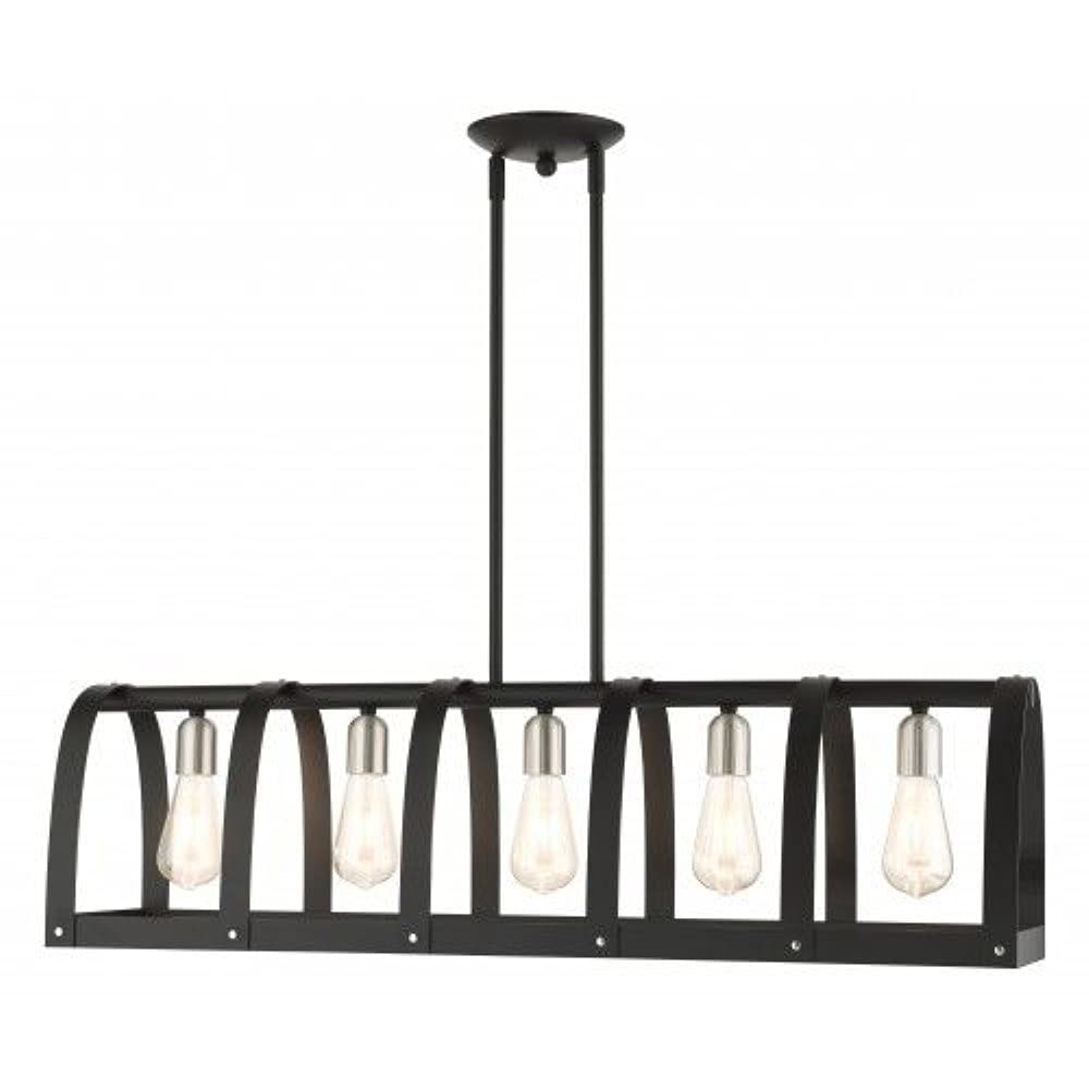 5 Lt Textured Black Linear Chandelier