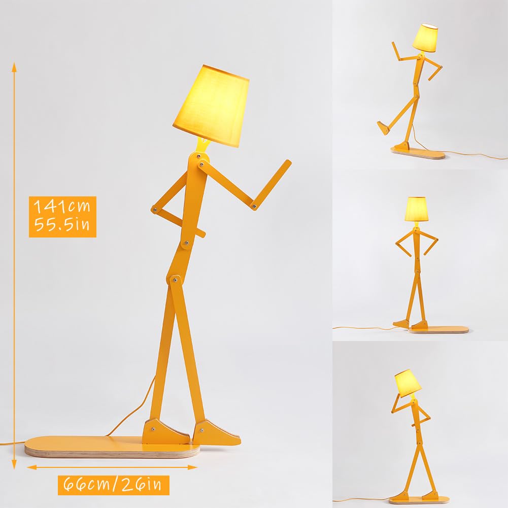 Hroome Cool Mini Wood Floor Lamp For Living Room Bedroom Farmhouse - Corner Decorative Reading Standing Light Creative Swing Arm