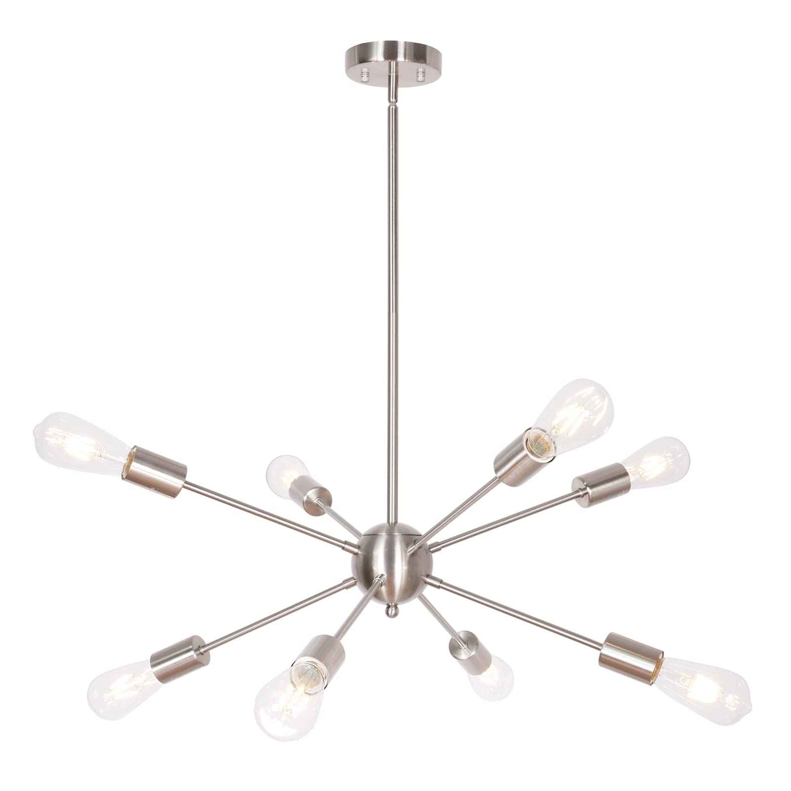 Bonlicht Contemporary Sputnik Chandelier 8 Light Brushed Nickel Pendant Lighting Mid Century Satellite Starburst Chandelier Mode