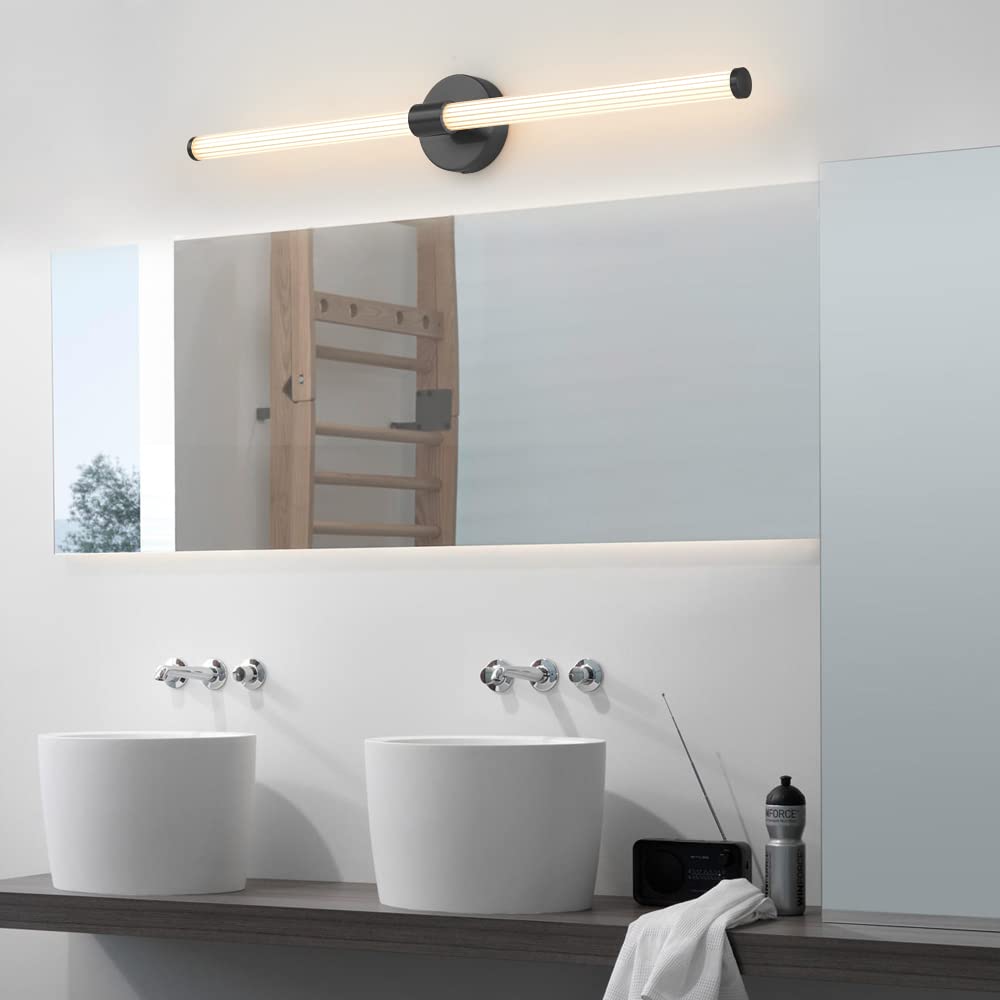 Gednbo Dimmable LED Bathroom Vanity Light Bar 4000K 31 inch Black Metal Wall Sconce Model 1738