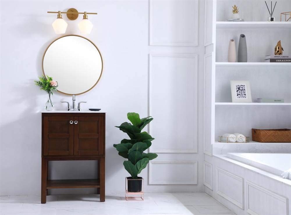 Living District Gene 2-Light Metal Wall Sconce in Brass and Frosted White