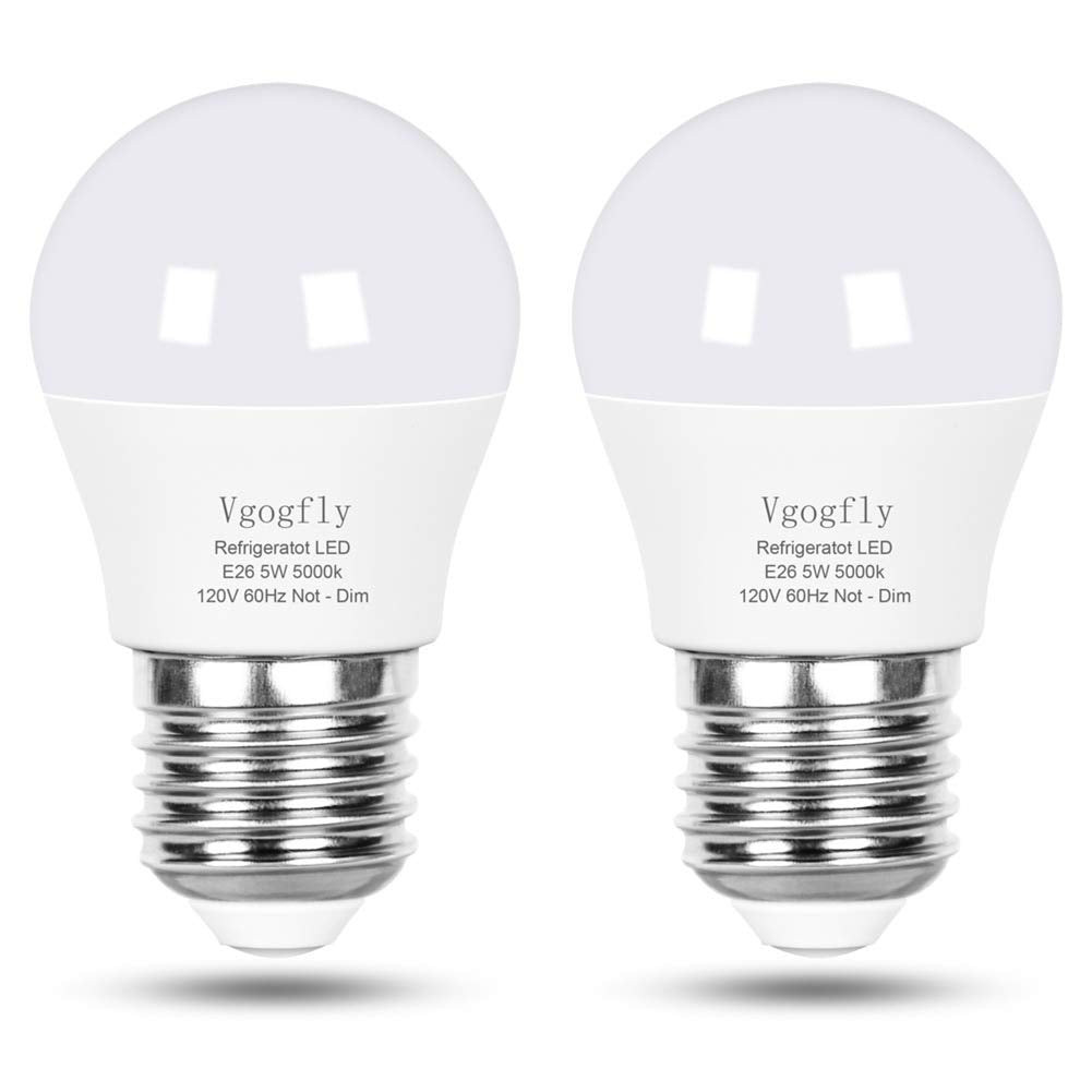 Vgogfly LED Refrigerator Light Bulb 40W Equivalent A15 E26 Waterproof 5000K Daylight White 2 Pack