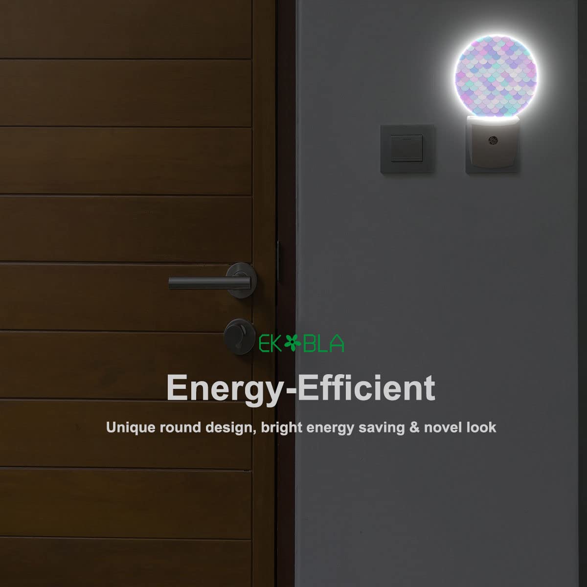Ekobla Rainbow Fish Scales Night Light Mermaid Fish Aqua Night Lights Plug Into Wall Auto On/Off Led For Boys Girls Bedroom Bath