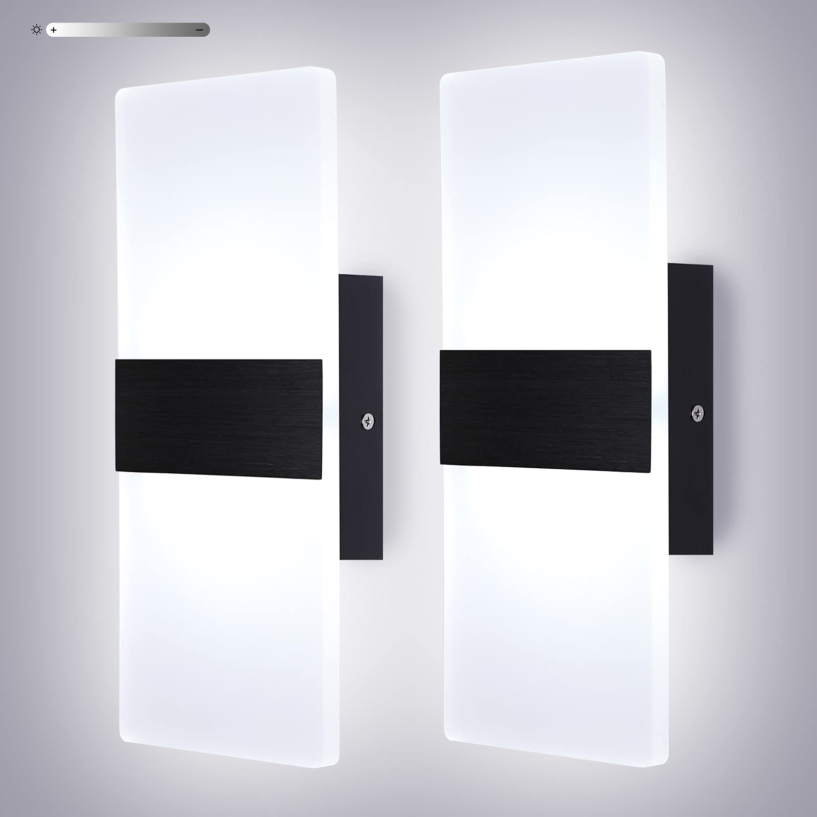 Lightess Modern Wall Sconces 2-Pack LED Lamp 12W Hardwired Aluminum Black Warm White Model 9930077-BJ