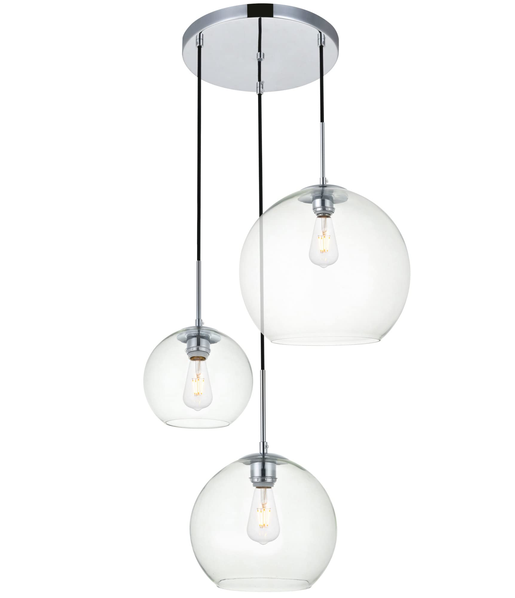 Living District Baxter 3-Light Metal Pendant in Chrome and Clear Finish