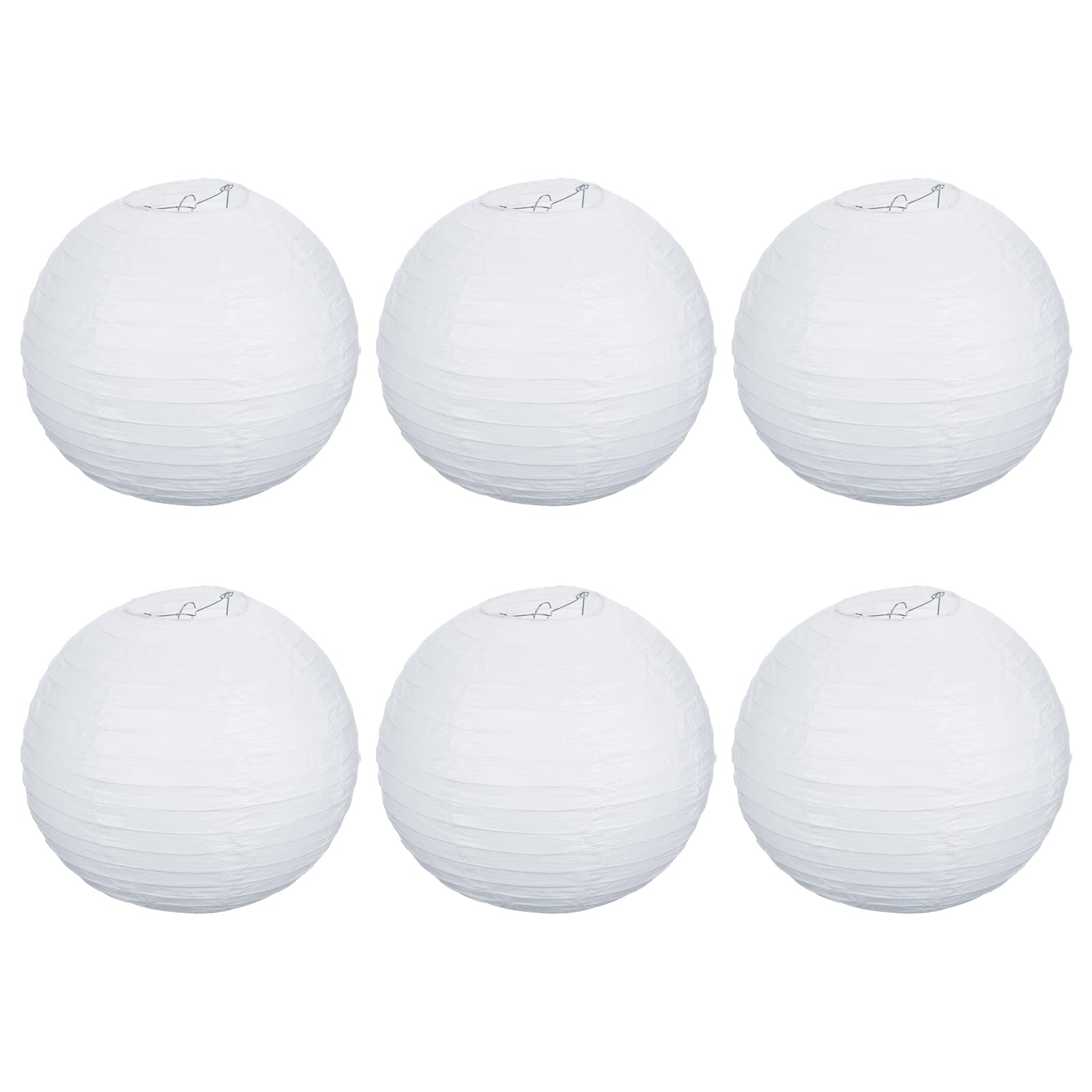 Patikil 12 Inch Paper Lanterns, 6 Pack Round Folding Hanging Lamp Shade For Wedding Home Party Festival Celebration, White