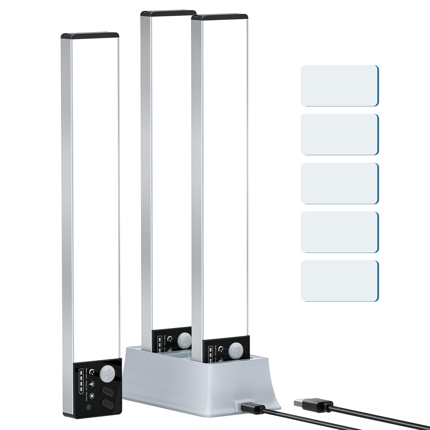 Lightbiz Under Cabinet Lighting With Charging Station, 3 Pack Rechargeable Dimmable Motion Sensor Light Indoor, Magnetic Closet