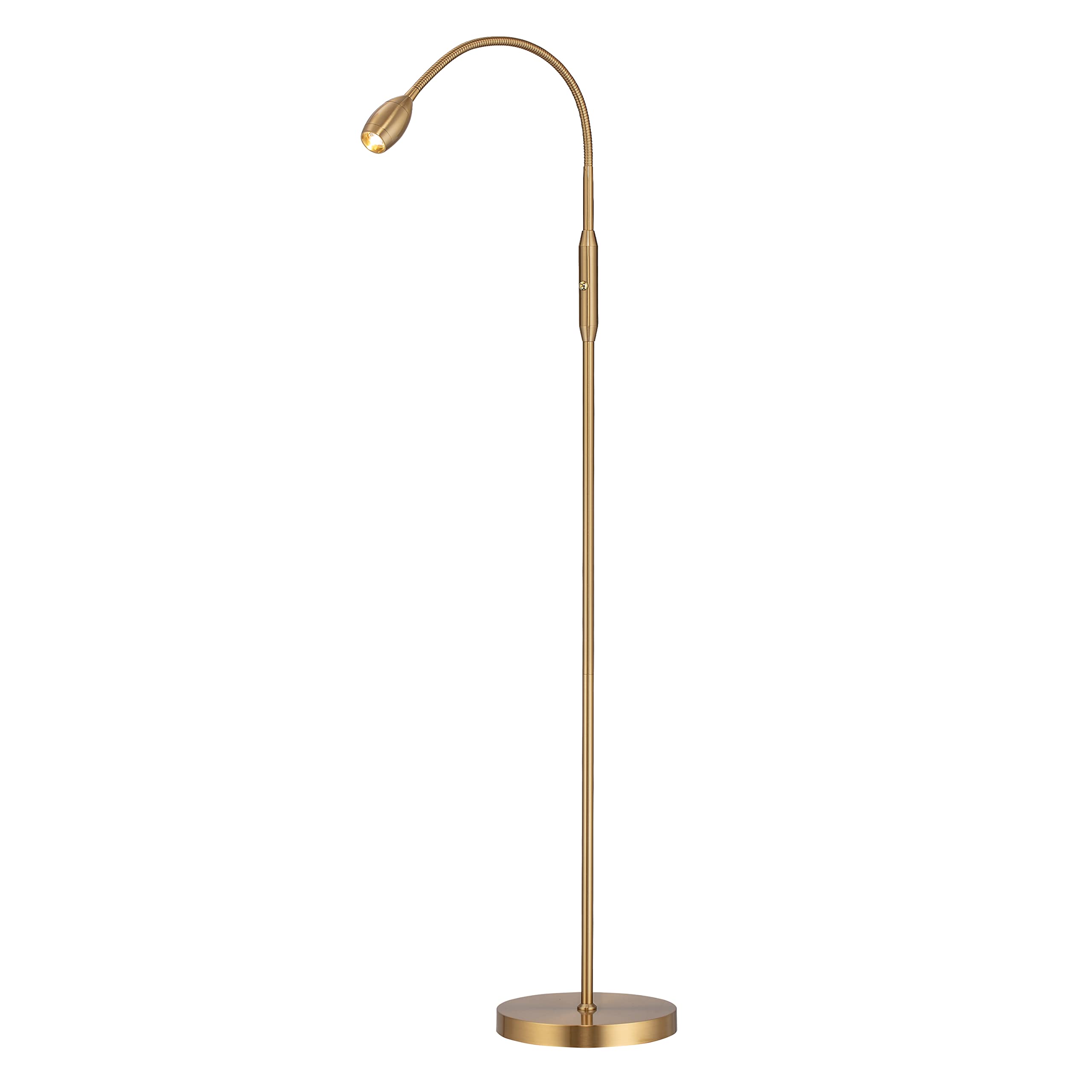 OBright Adjustable LED Beam Floor Lamp, Dimmable, Zoomable, Antique Brass, Flexible Gooseneck, Model OB-FL15M