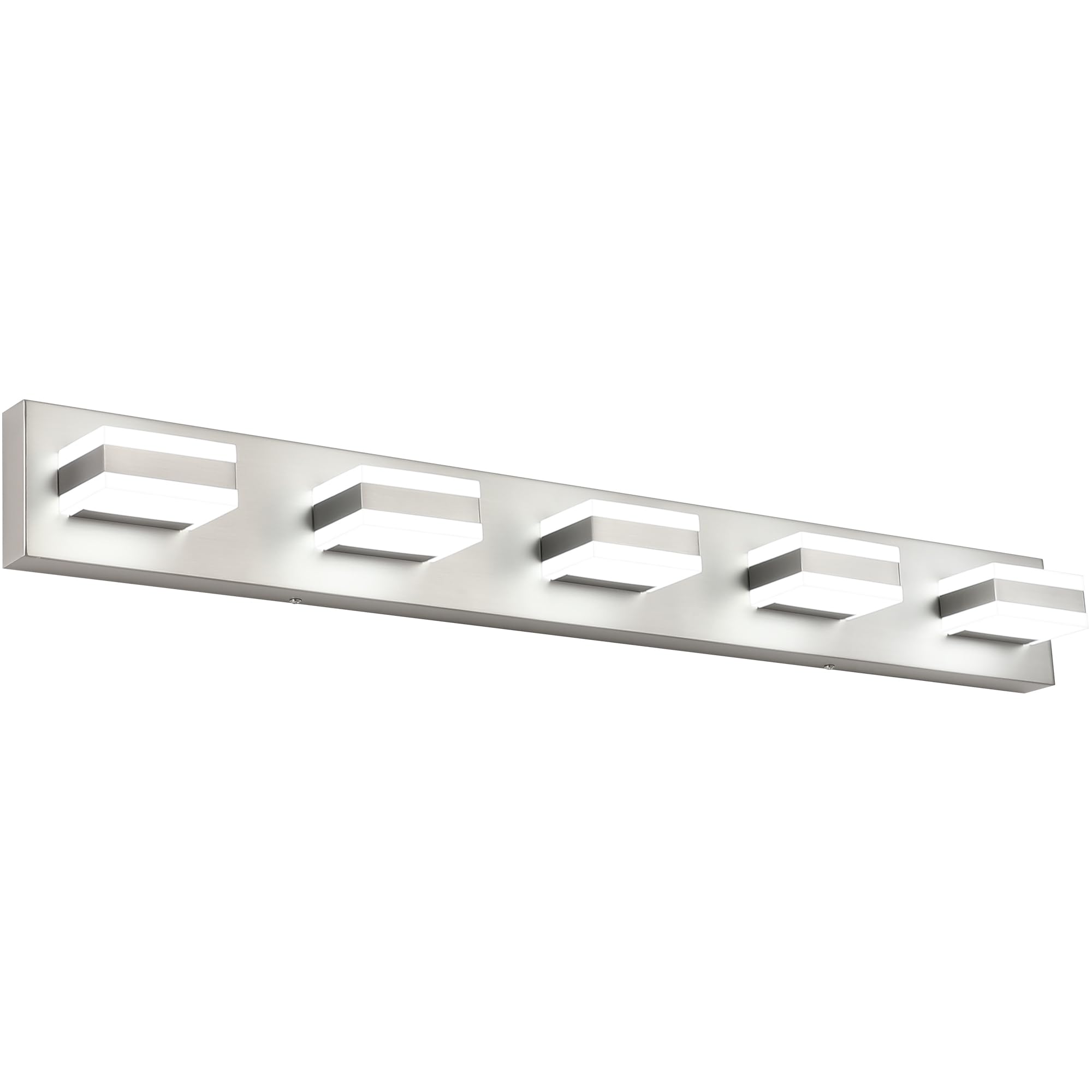 SOLFART 5 Light Bathroom Vanity Light Fixtures, Brushed Nickel, 37.4 inch, Aluminum, Model S8568-5T-6000K-Nickel