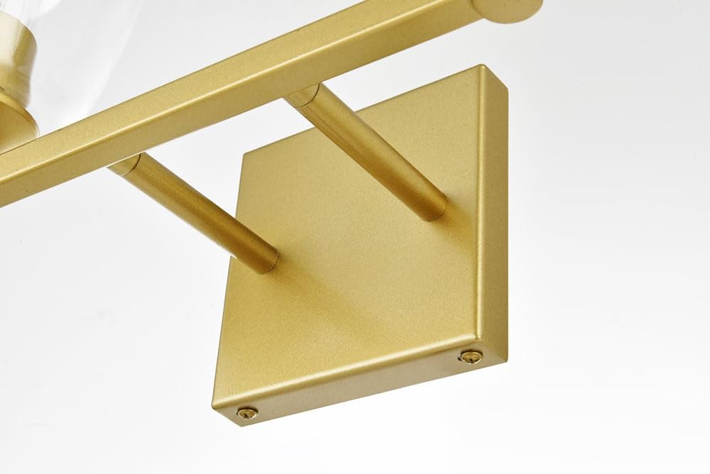 Living District Gianni 2-Light Iron & Glass Bath Sconce in Brass/Clear