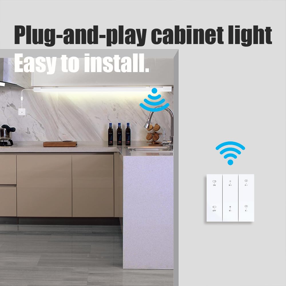 ONIDEK Under Cabinet Lights, 15W 1500LM, Dimmable 3000K-6500K, Wireless Control, 16 inch, White, Model LQ-SF