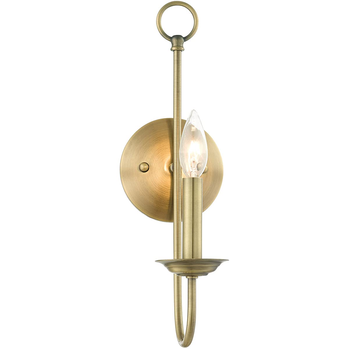 Livex Lighting 1 Light Wall Sconce, Antique Brass, 5"W x 16"H, Alloy Steel, Model 42681-01