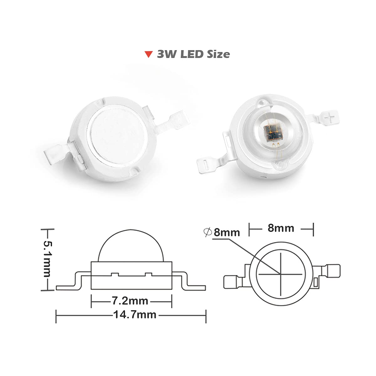 Chanzon 10 Pcs High Power Led Chip 3W Infrared (Ir 850Nm / 400Ma - 500Ma / Dc 1.4V - 1.6V / 3 Watt) Smd Cob Light Emitter Diode