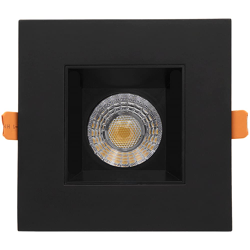 Maxxima 4 In. Ultra-Thin Recessed Anti-Glare Led Downlight Canless Ic Rated 1050 Lumens 5 Cct 2700K/3000K/3500K/4000K/5000K, Dimmable Square Black Trim, 90 Cri, J-Box Included