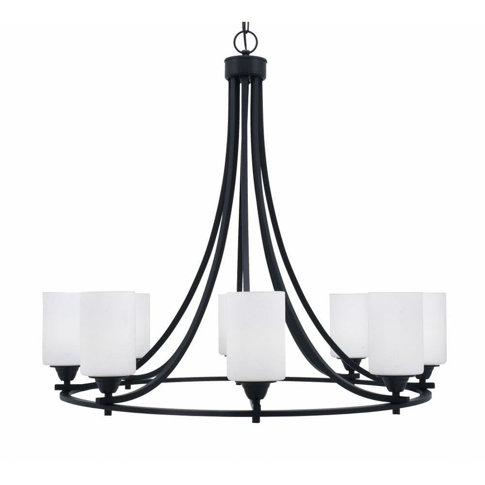 Toltec Lighting 3408-MB-310 Paramount - 8 Light Uplight Chandelier-31 Inches Tall and 31.25 Inches Wide, Finish Color: Matte Black, Glass Color: White Muslin