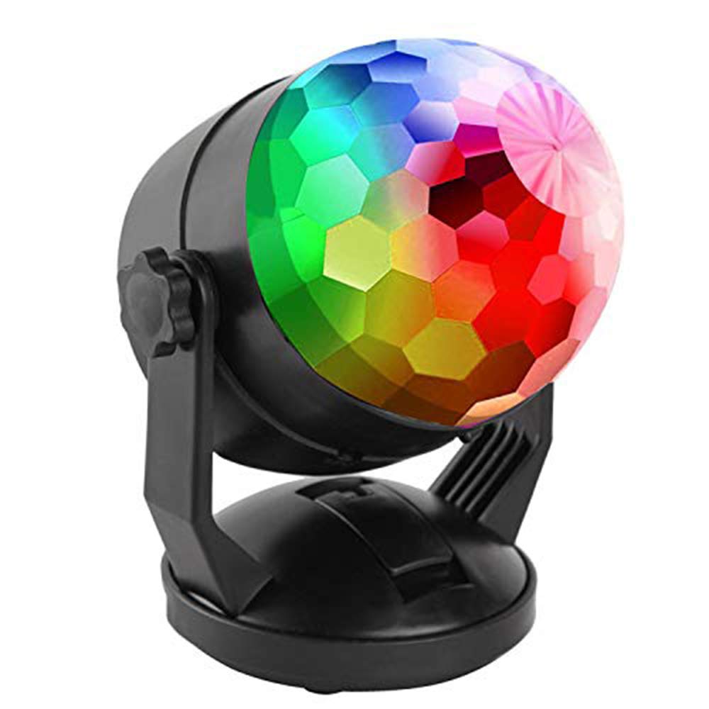 ENUOLI Sound Activated Party Lights for Outdoor Indoor Battery Powered/USB Plug In Portable 7 Color RBG Rotating Disco Ball Stro