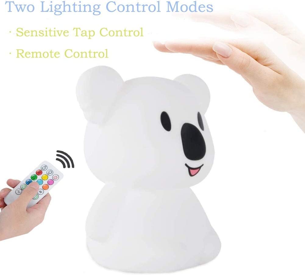 Tekemai Big Size Night Light for Kids, Multicolor, Remote Control, Break Resistant, Silicone, Model TC891-8, White