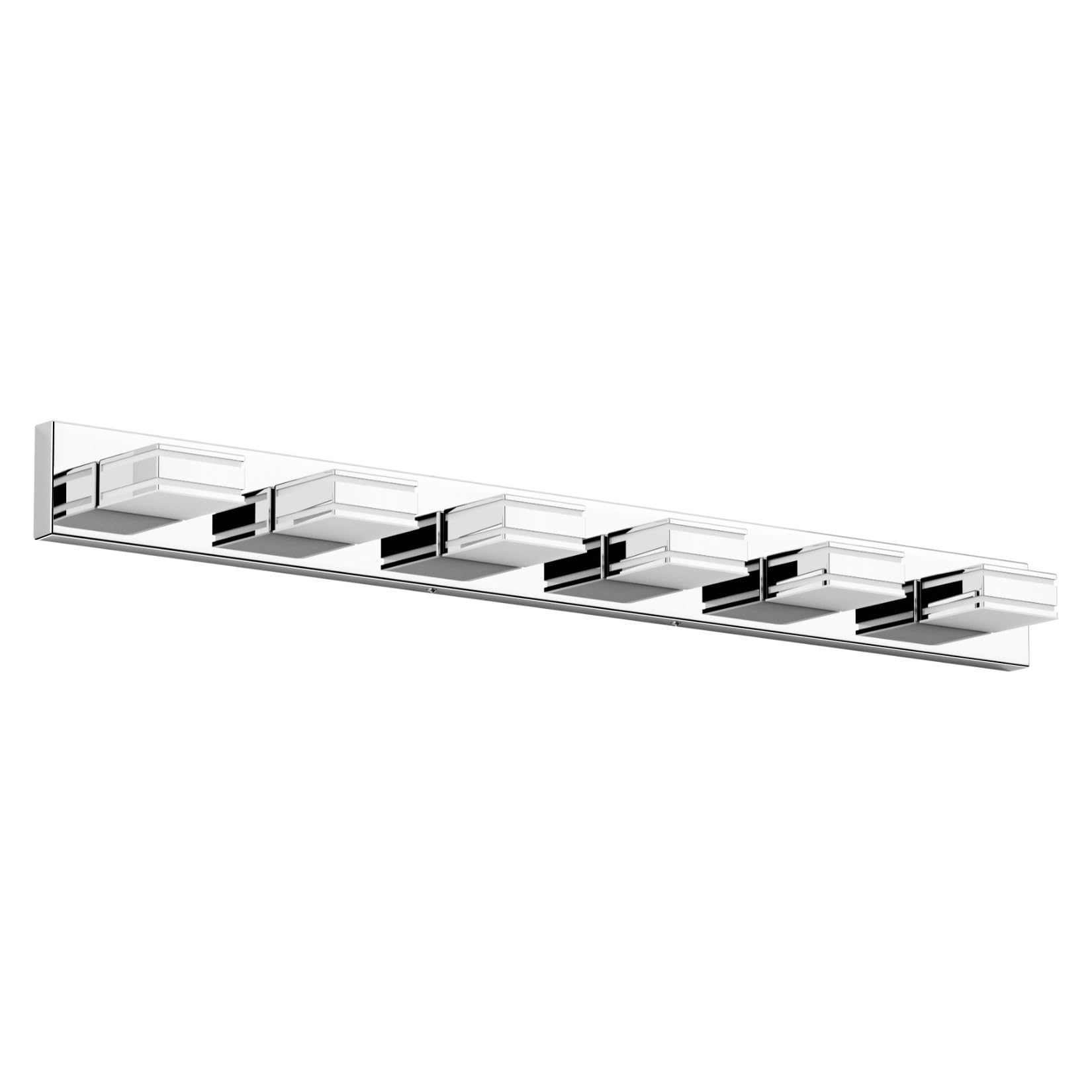 Ralbay Chrome Bathroom Vanity Light Fixtures 48Inch 6-Light Acrylic Chrome Modern Led Bathroom Wall Vanity Lighting Fixtures Ove