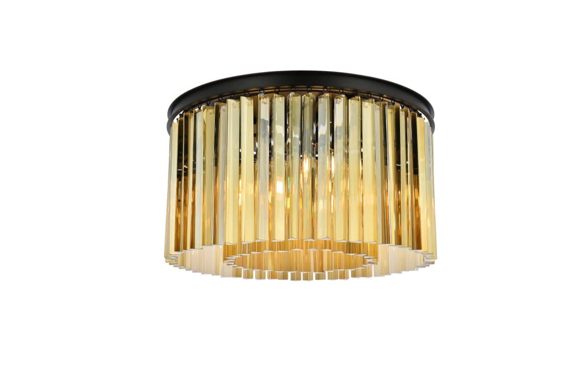 Elegant Lighting 1208F26MB-gT-Rc 26 Dia x 135 H in Sydney Flush Mount - Mocha Brown- Royal cut golden Teak crystals