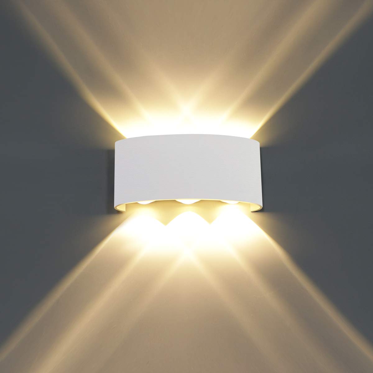 Kawell LED Wall Sconce, 6W Waterproof Up Down Aluminum Lamp, Matte White, Model 33-AU556-WT-WW, Indoor/Outdoor for Bathroom, Porch, Garden