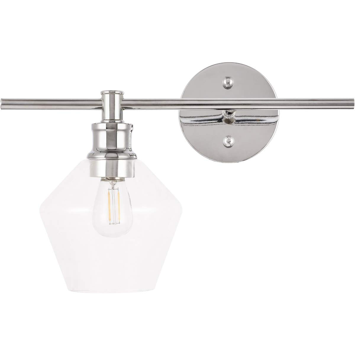Living District Chrome Wall Sconce With Clear Glass Shade - 1 Light Modern Lighting Fixture