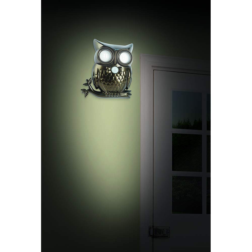 IdeaWorks LED Motion Sensor Hooting Owl Light, Black, Model JB7682, Decorative Plastic Nightlight