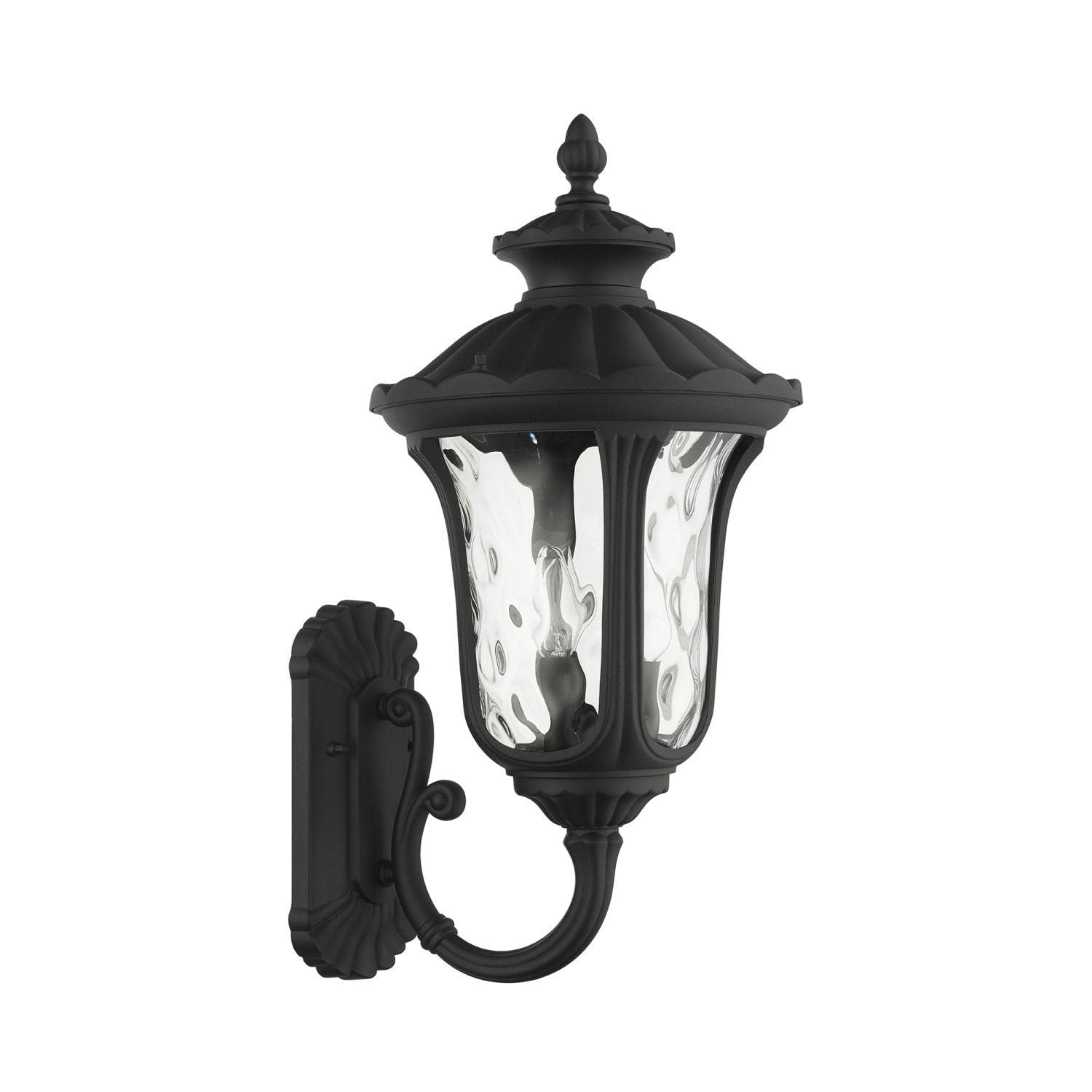 Livex Lighting Oxford 3-Light Outdoor Wall Lantern, 22inx11inx22in, Aluminum, Black, Model 7856-14