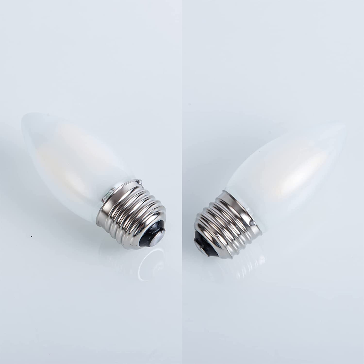 Jacqings E26 Candelabra Light Bulbs 2W LED Dimmable 2700K Warm White B11 Torpedo Tip Fog White (8 Pack)
