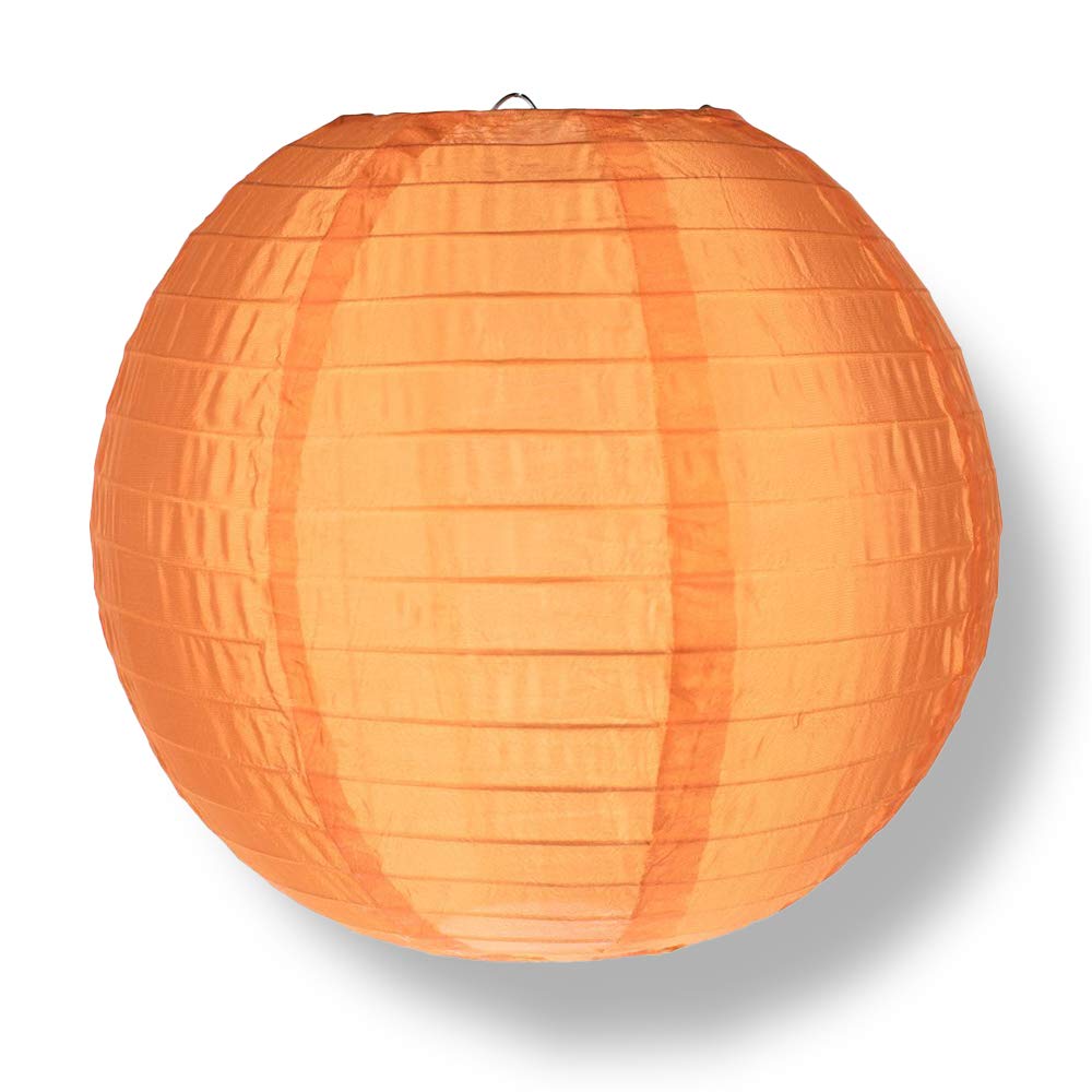 Quasimoon Paperlanternstore.Com 4 Inch Orange Round Nylon Lantern, Even Ribbing, Hanging Decoration (10 Pack)