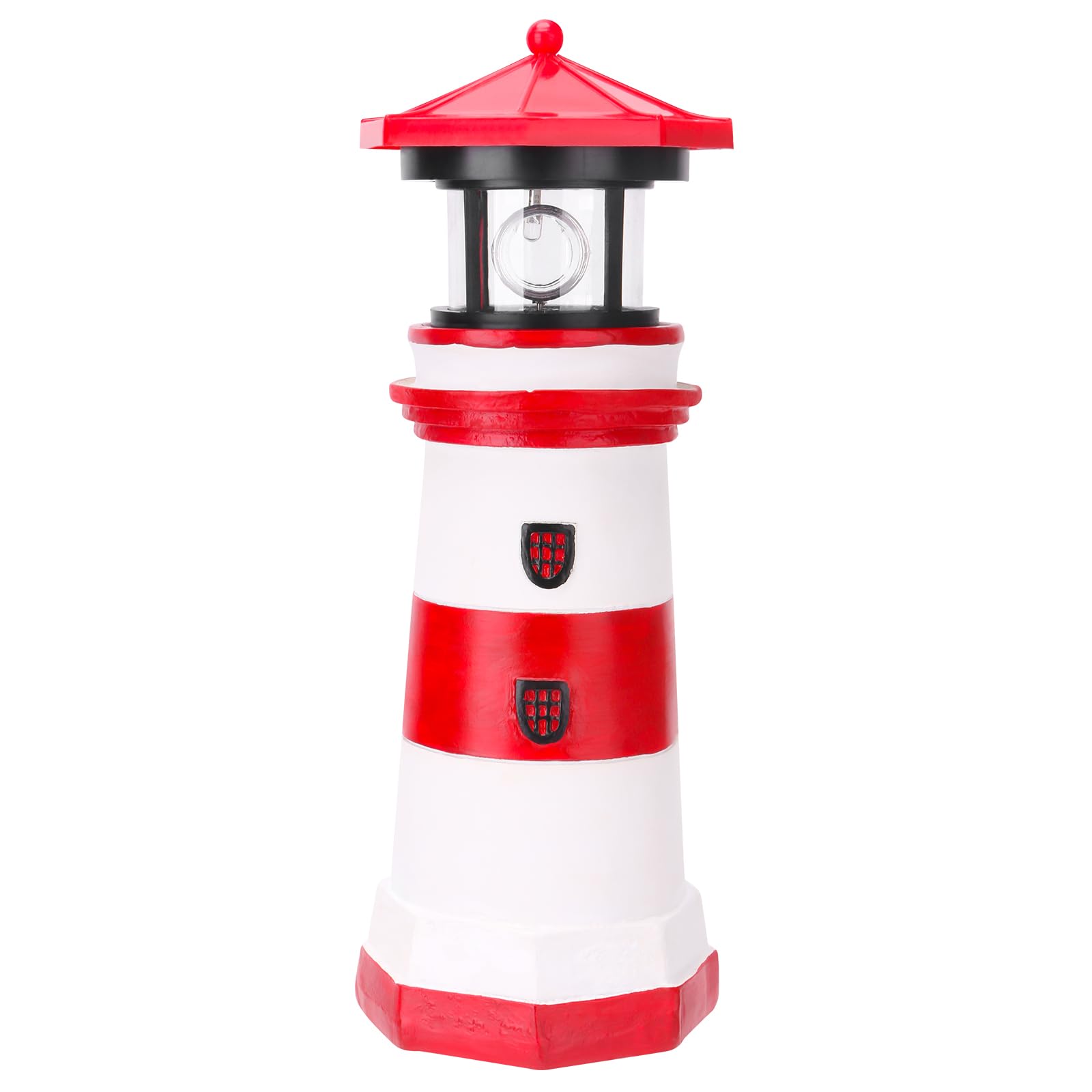 ROSYCOUD Solar Lighthouse With Rotating Beacon, 10.6'' Outdoor Garden Decor, Waterproof Statue Lamp for Yard Lawn Patio Gifts