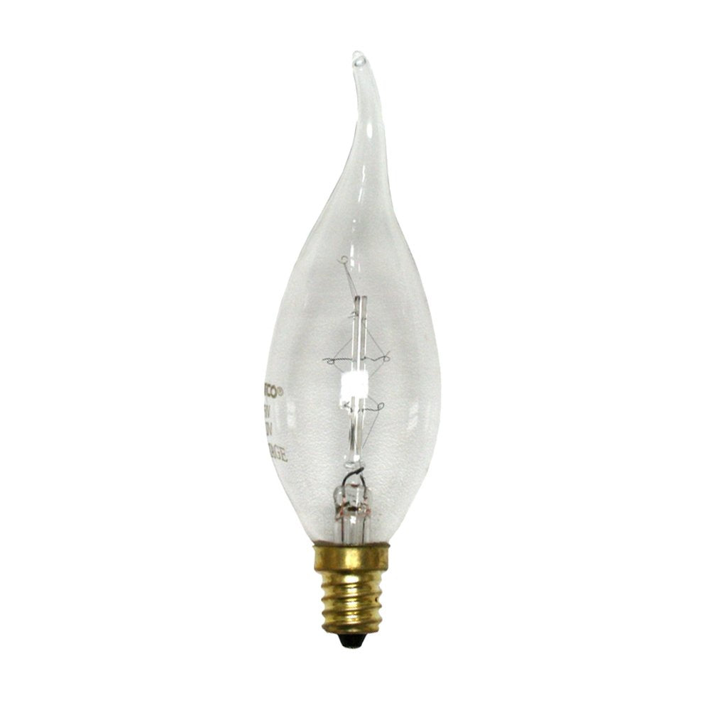 Satco S2418 Vintage Deco Candelabra Base Light Bulb, 25W, 45 Lumens, Dimmable, Soft White 2700K, Clear Glass
