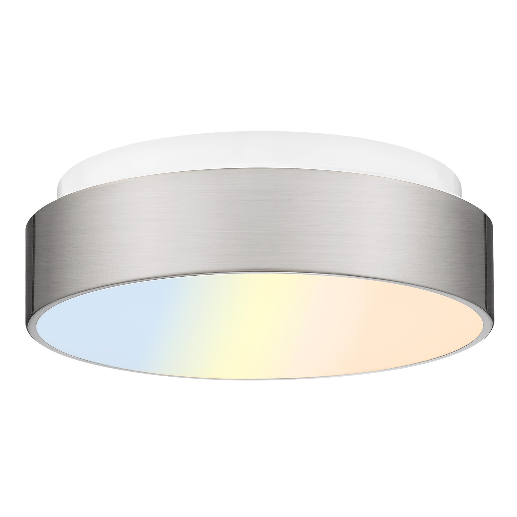 Autelo Led Flush Mount Ceiling Lights Frosted Glass Shade 18W 3000K Ceiling Light Fixture In Brushed Nickel Finish For Living Ro