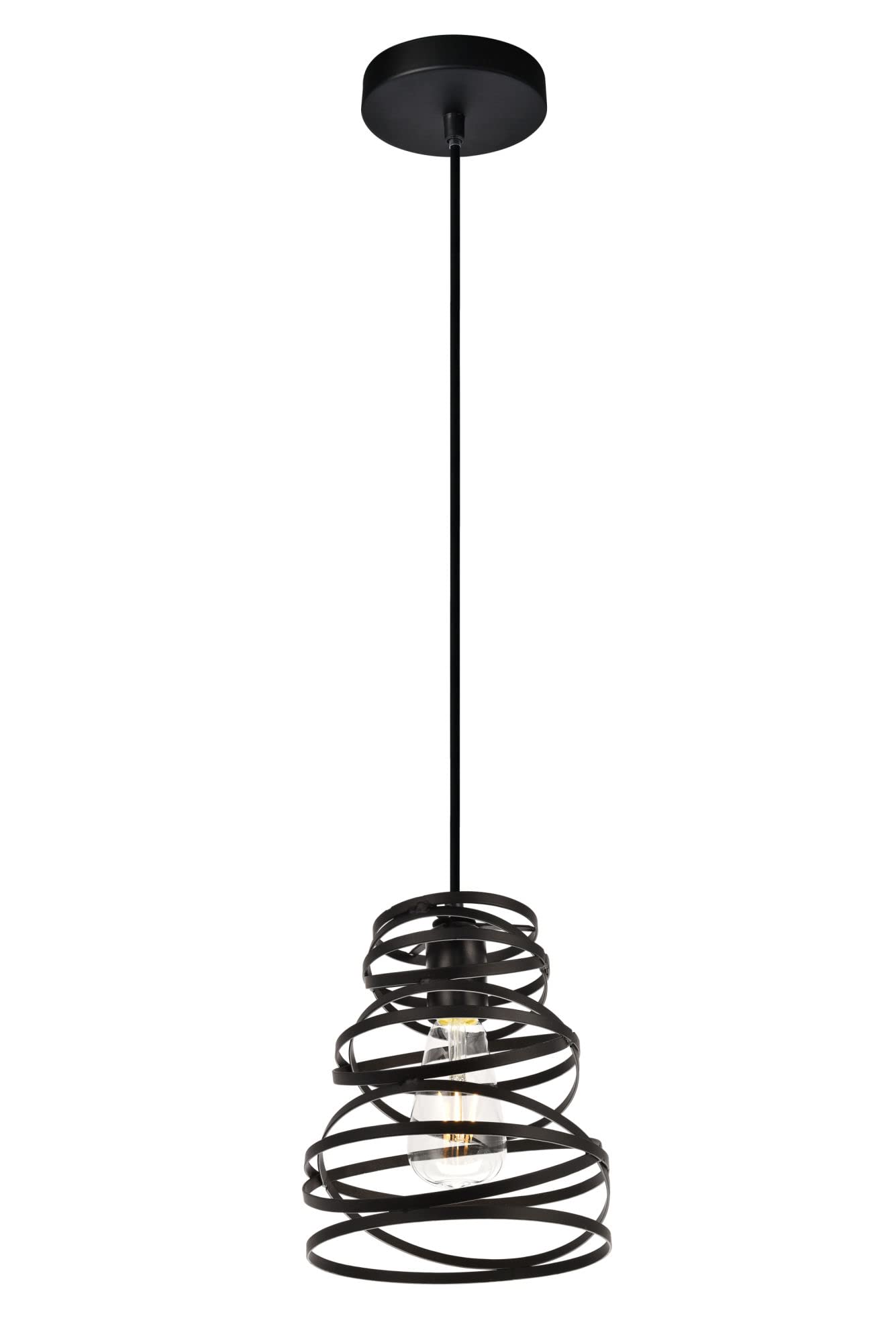 Elegant Lighting Living District Sybil Collection Pendant D7.5 H9.2 Lt:1 Matte Black Finish