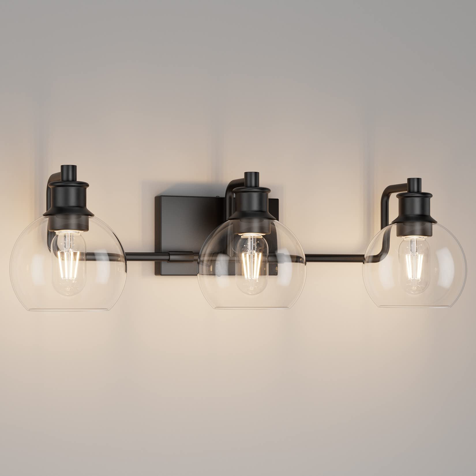 Tipace Black Vintage Bathroom Vanity Light Fixture, 3-Light Industrial Design, Metal, Model L-7493-1, Excludes Bulb