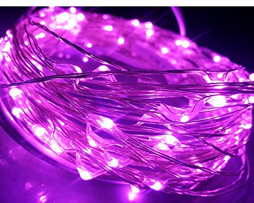 LIIDA LED String Lights 10-Pack, 6.6FT Purple Moon Lights, 20 LED Micro Lights on Silver Copper Wire, Batteries Included