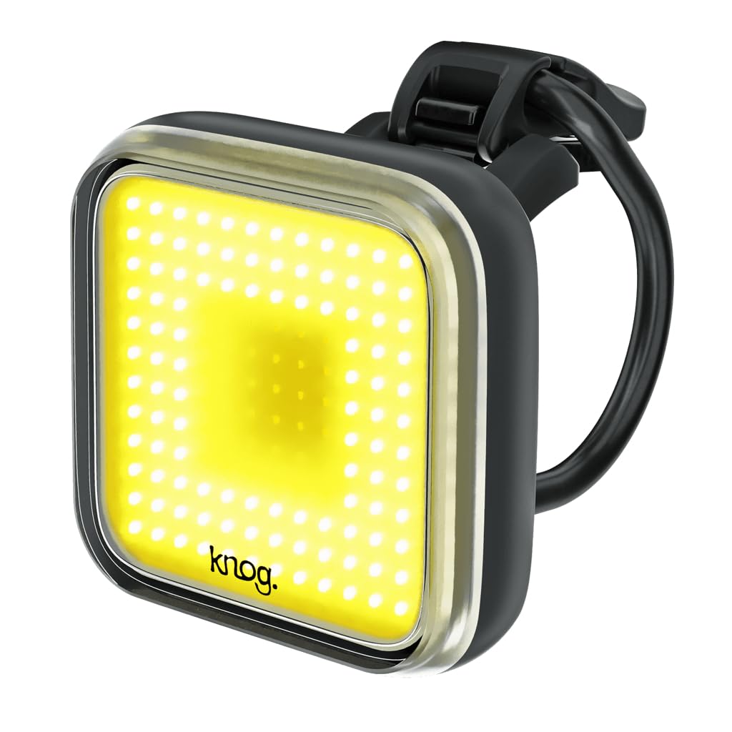KNOG Blinder Front Bike Light - 200 Lumen Rechargeable LED Headlight - 8 Light Modes, IP67 Waterproof, Square, Black, Model KN476.BLK.SQU