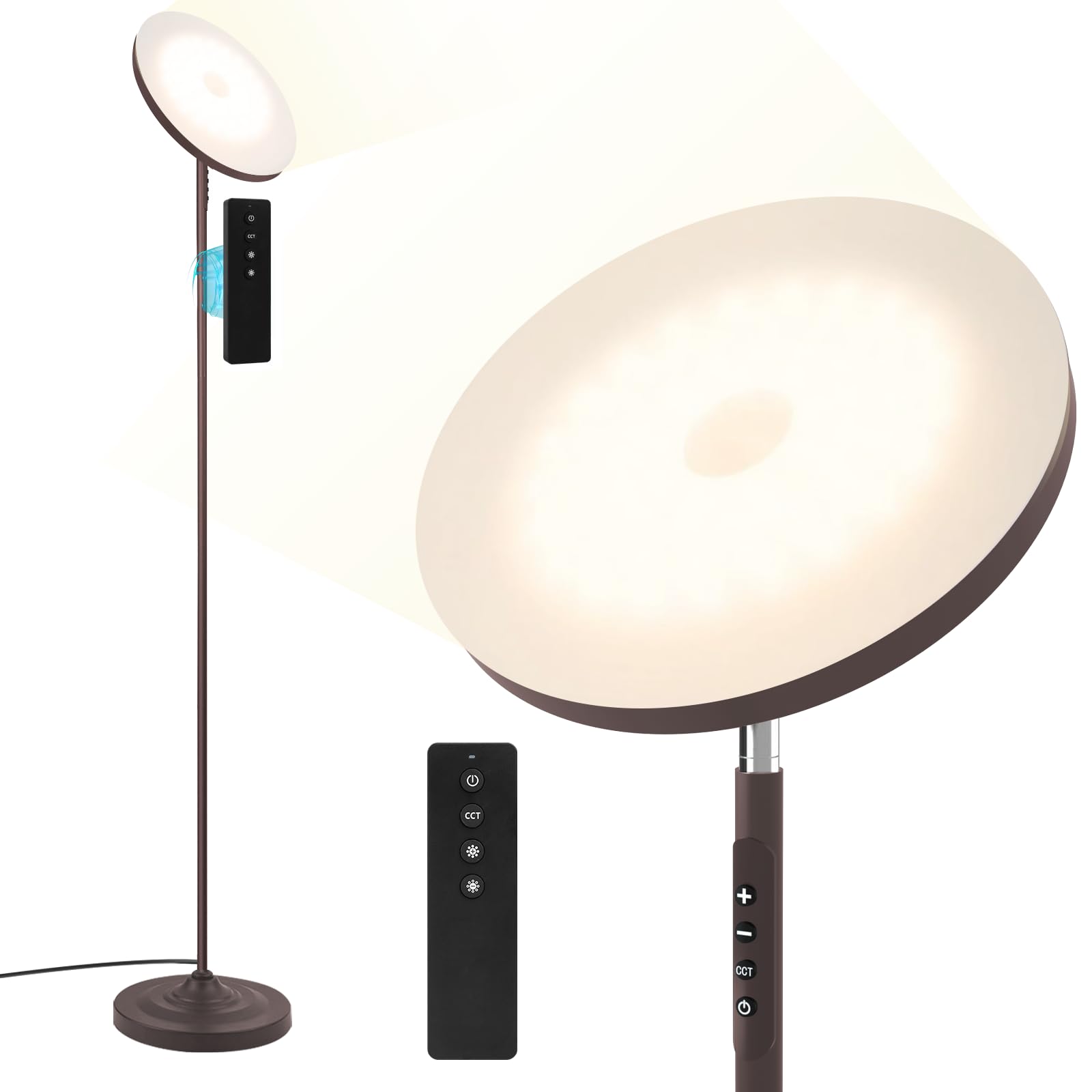 hanaking Floor Lamp, 36W/3600LM Super Bright Floor Lamp with Remote Control, Stepless Adjust Color Temperatures and Brightness, 