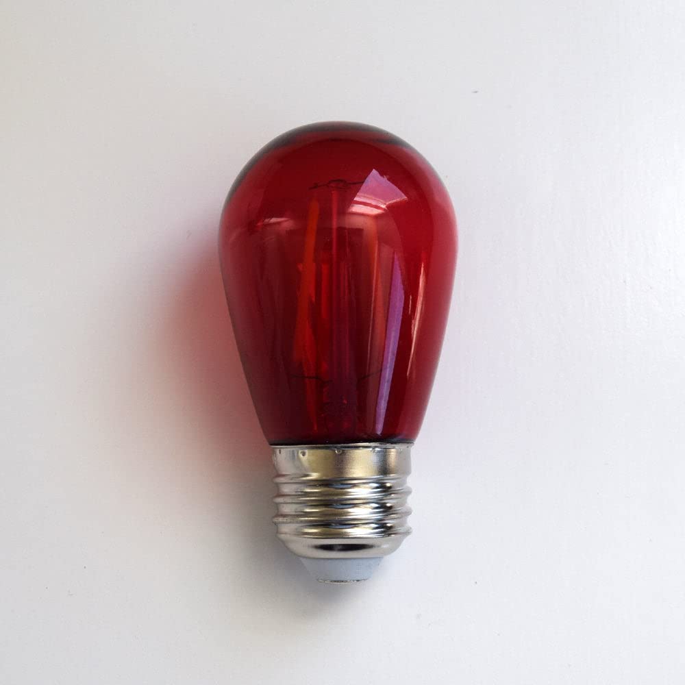 fantado Red LED Filament S14 Shatterproof Energy Saving Color Light Bulb, Dimmable, 2W, E26 Medium Base