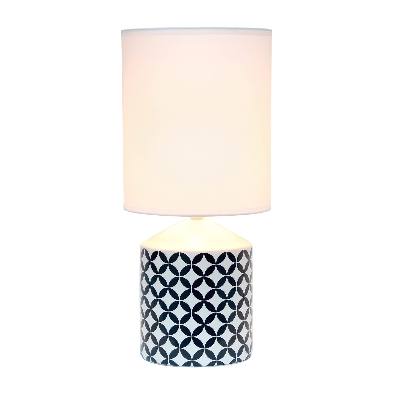 Simple Designs Table Lamp, Coin Diamond Star CrissCross, Ceramic, 8.5inL x 8.5inW x 18.5inH, Black, Model LT2077-COI