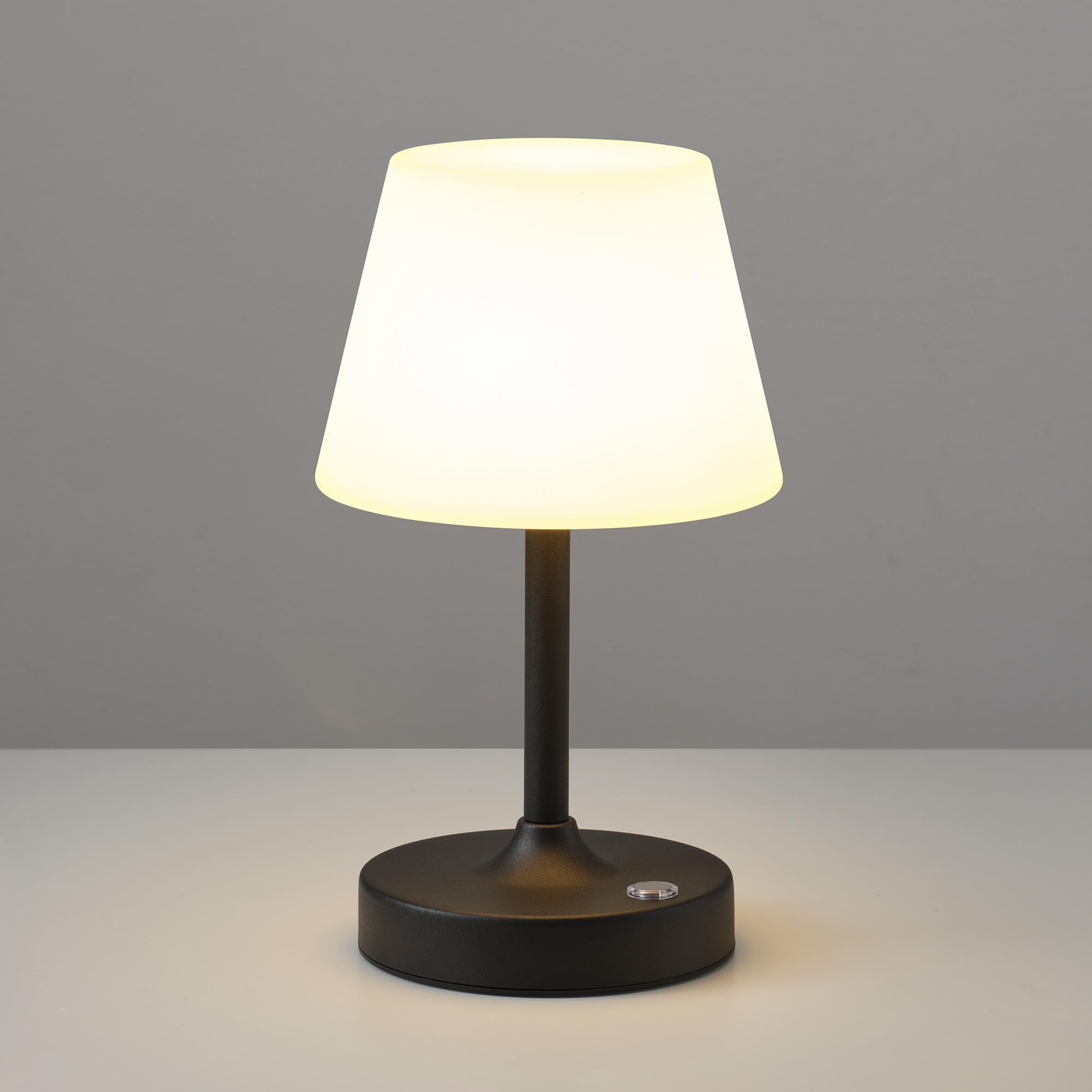 PUSU Cordless LED Black Small Table Lamp, Waterproof Shower Light with 4000mAh Battery, Portable Rechargeable Touch Dimming Nigh