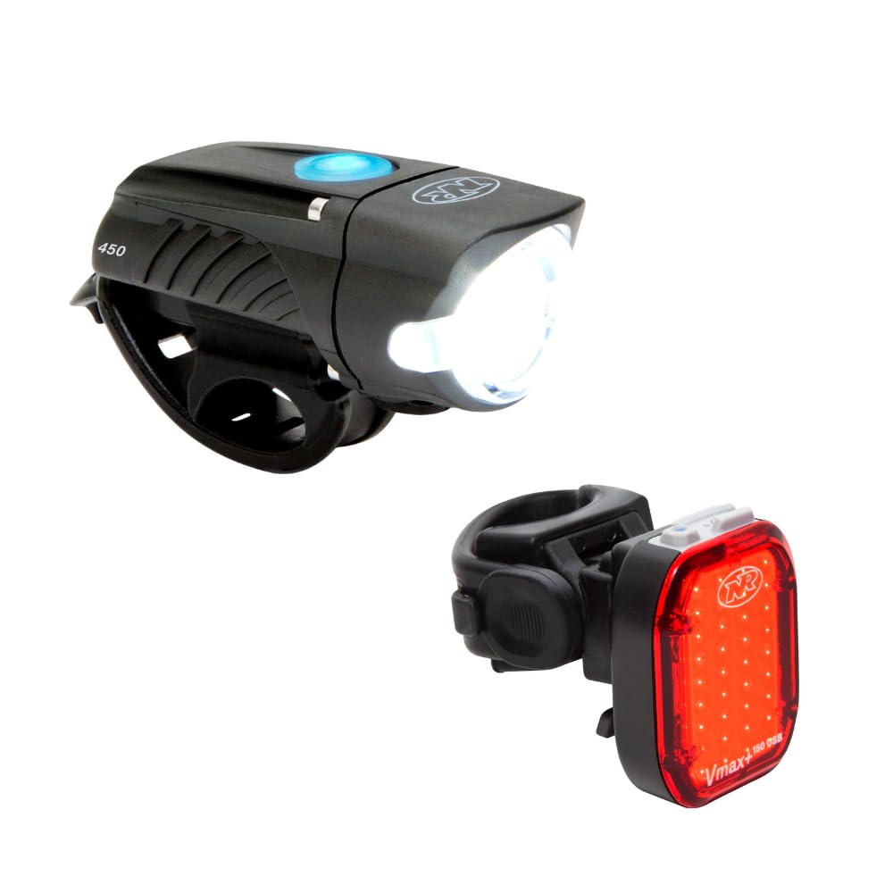 NiteRider Swift 450 + Vmax+ 180 Front & Rear Bike Light Combo 450 Lumen Front & 180 Lumen Rear Lights USB-C Rechargeable Lightwe