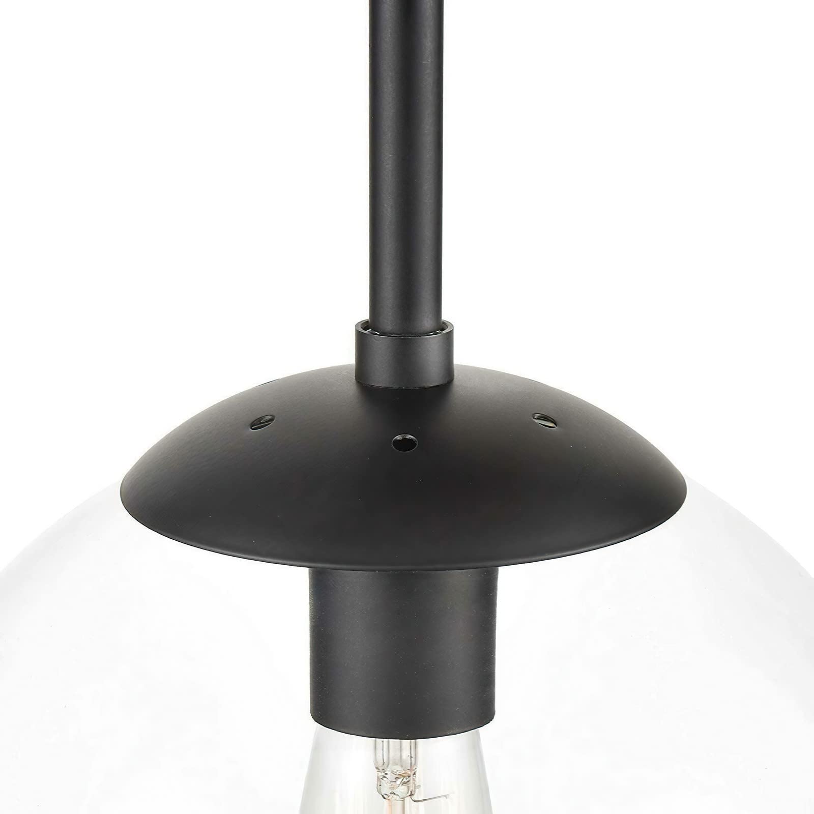 Koko&Yukina Clear Glass Globe Semi Flush Mount Ceiling Light, Matte Black, 8 Inch